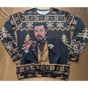 Django DiCaprio Cheers Meme Ugly Christmas Sweatshirt AOP Men’s M